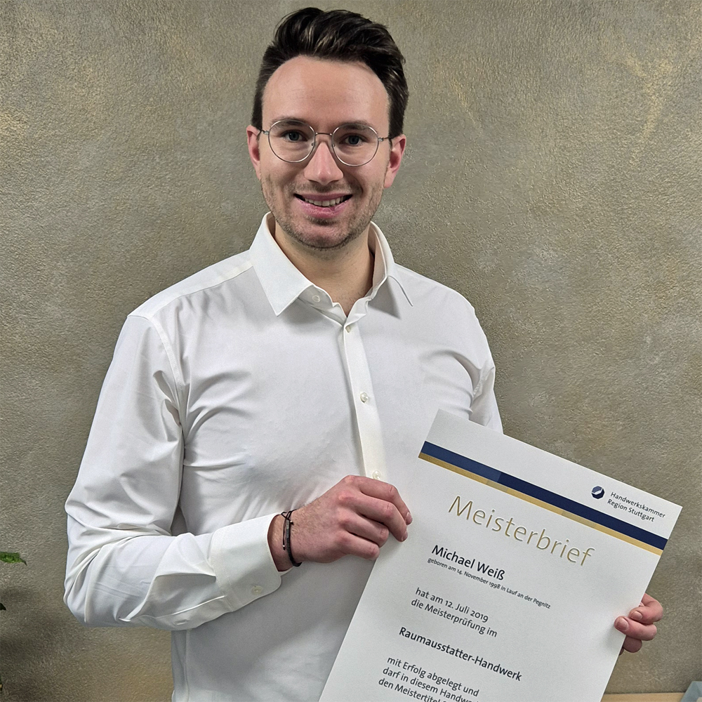 Bild von Michael Weiß mit Meisterbrief